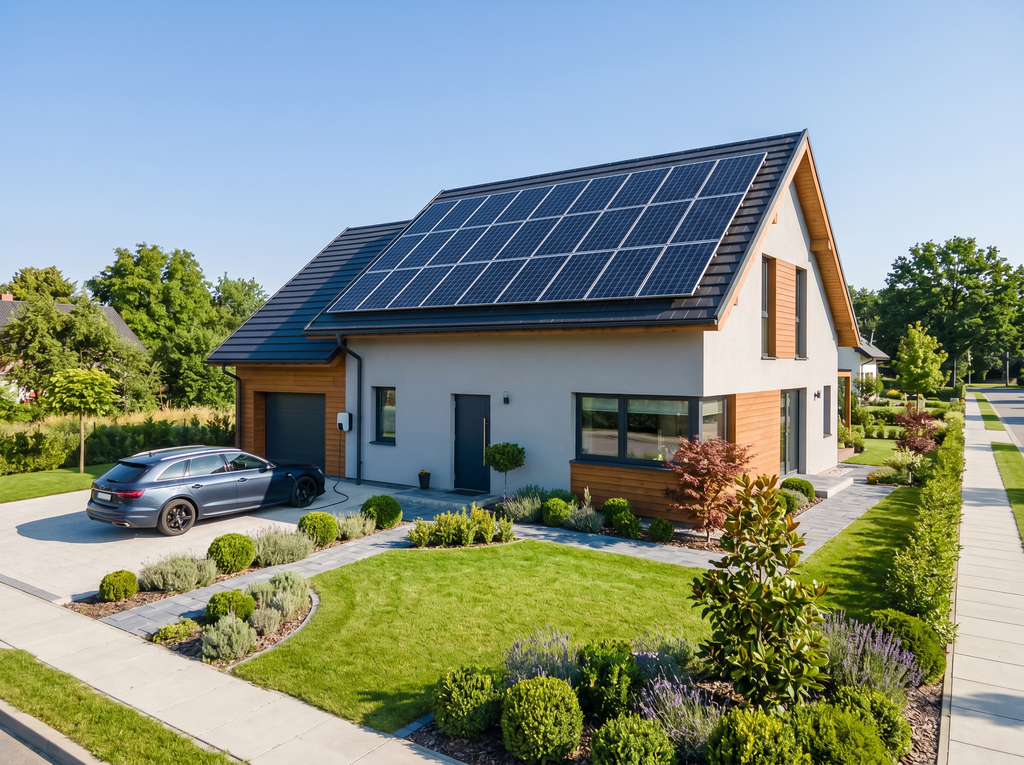 house home residential electricity grid solar EV battery